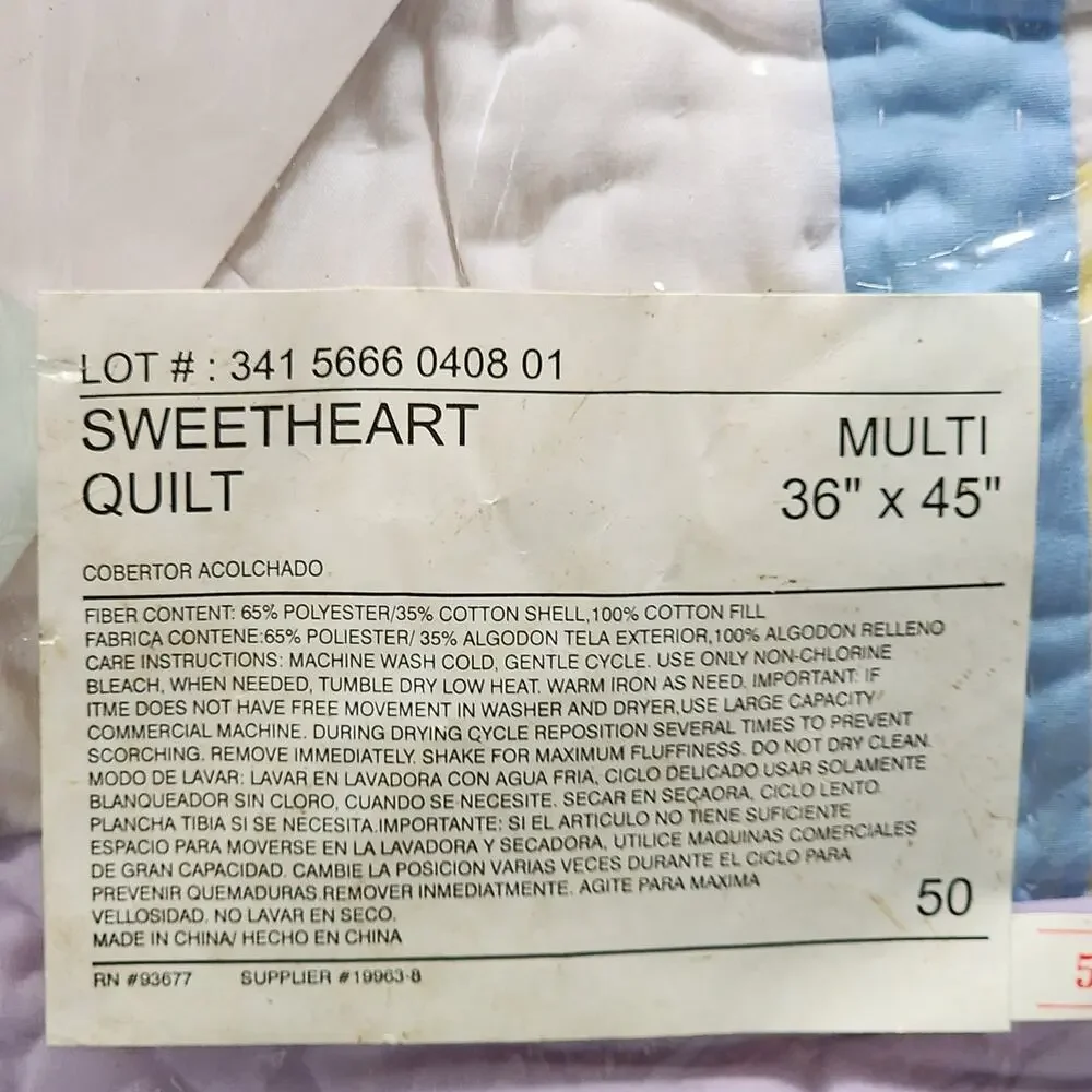 SweetHart Handmade Heirloom Quilt Bright Future For Baby By JC Penny 36